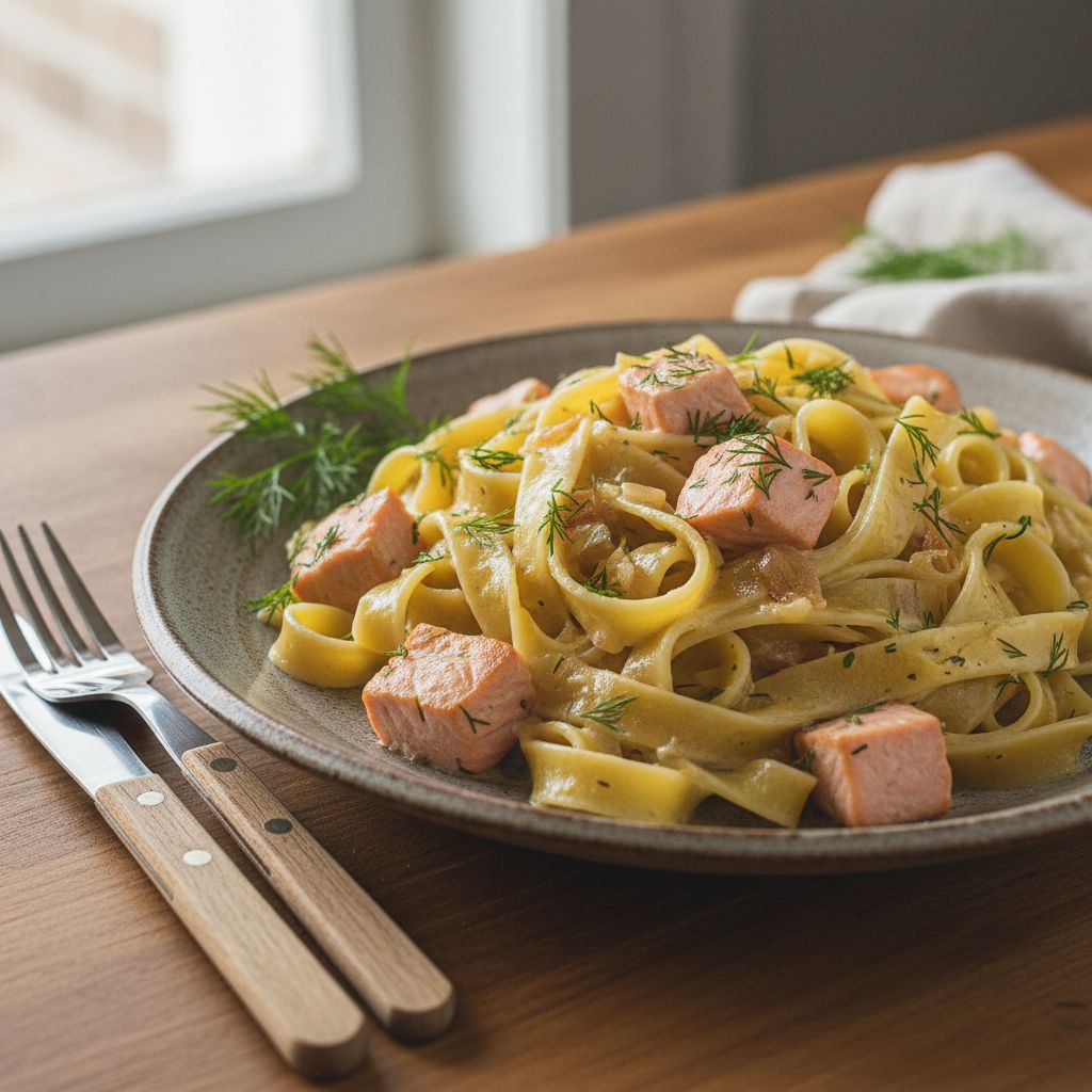 Pasta-mit-Lachs-Sahnesauce