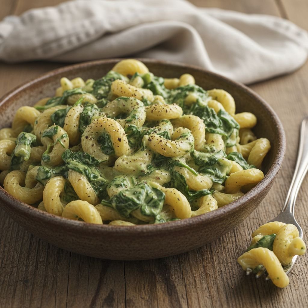 Pasta-mit-Spinat-Frischkyse-Sauce