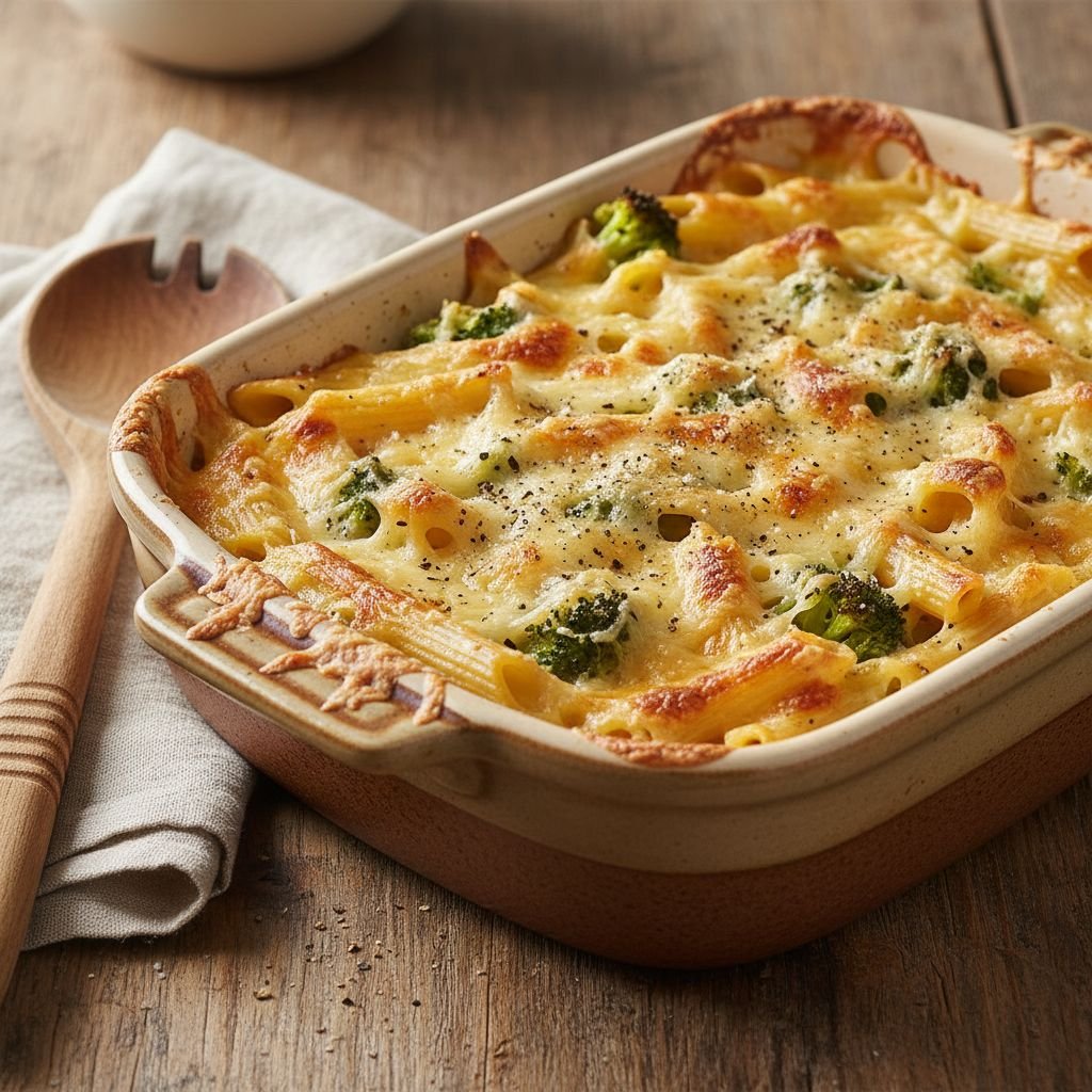 Schneller-Nudelauflauf-mit-Brokkoli-und-Kyse