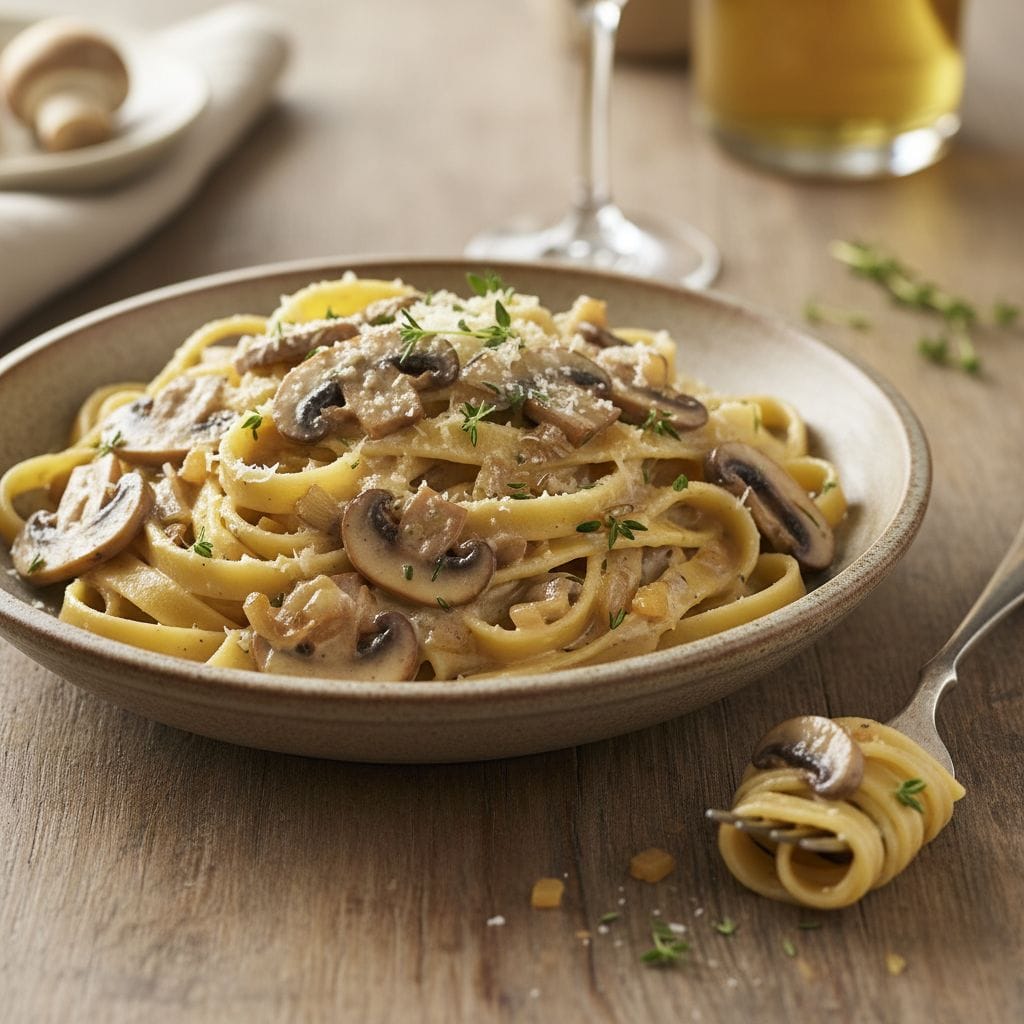 Pasta-mit-cremiger-Pilzrahmsauce