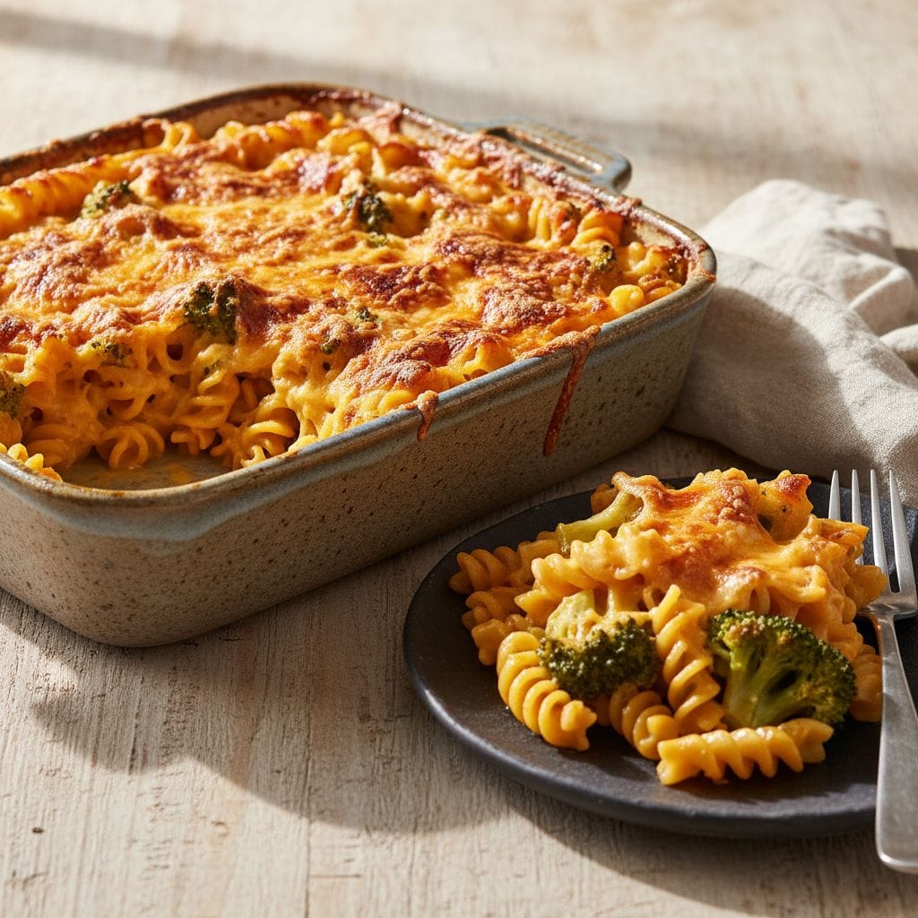 Vegetarischer-Nudelauflauf-mit-Brokkoli