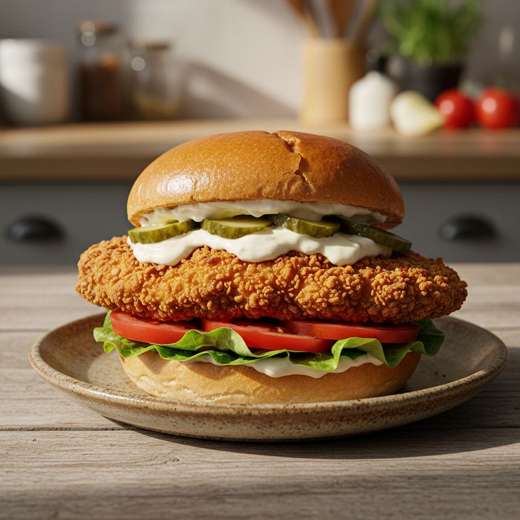 Air-Fryer-Chicken-Burger-saftig